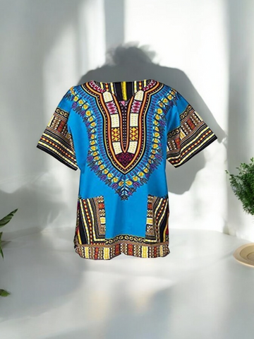 Turquoise Blue Dashiki Unisex Top