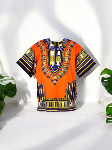 Orange Dashiki Unisex Top