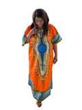 Orange Dashiki Maxi Dress