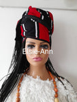 Red, Black & White Ankara/African Print Head Wrap