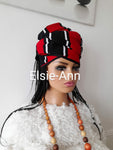 Red, Black & White Ankara/African Print Head Wrap