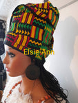 Green, Yellow, Black & Red African Print/Ankara Head Wrap