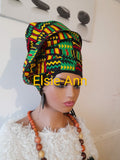 Green, Yellow, Black & Red African Print/Ankara Head Wrap