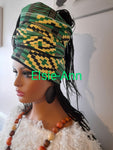 Green, Black & Yellow  African/ Ankara Print Head Wraps.