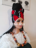 Red, Black & White Ankara/African Print Head Wrap