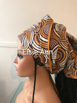 Mustard, White and Brown African Print/Ankara Head Wrap