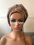 Mustard, White and Brown African Print/Ankara Head Wrap