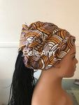 Mustard, White and Brown African Print/Ankara Head Wrap